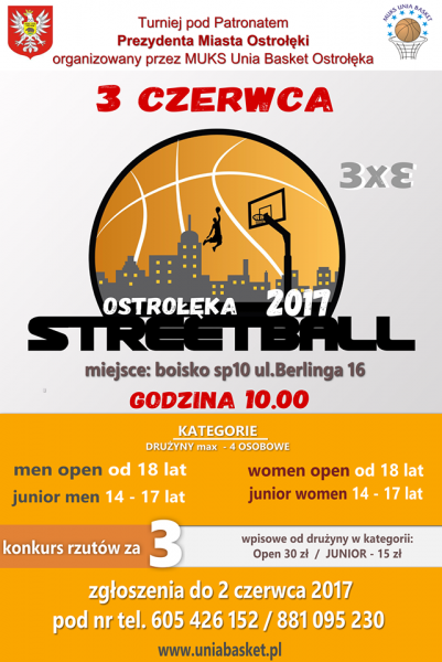 Koszykarski turniej streetball w Ostrołęce (zapisy)