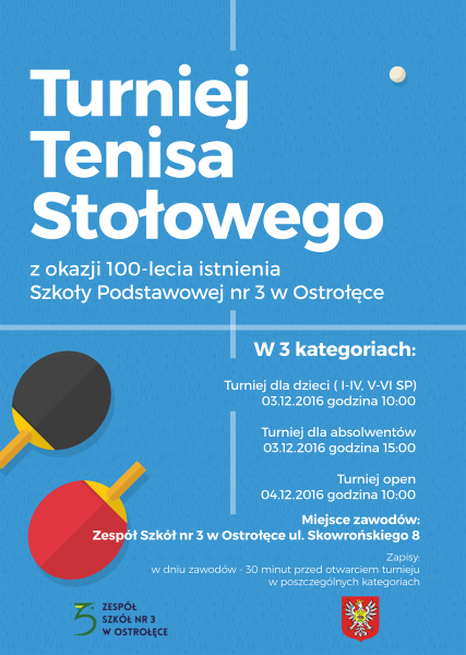 Weź udział w turnieju tenisa stołowego w Zespole Szkół nr 3