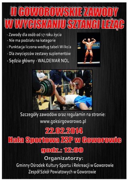II Goworowskie Zawody w Wyciskaniu Sztangi Leżąc